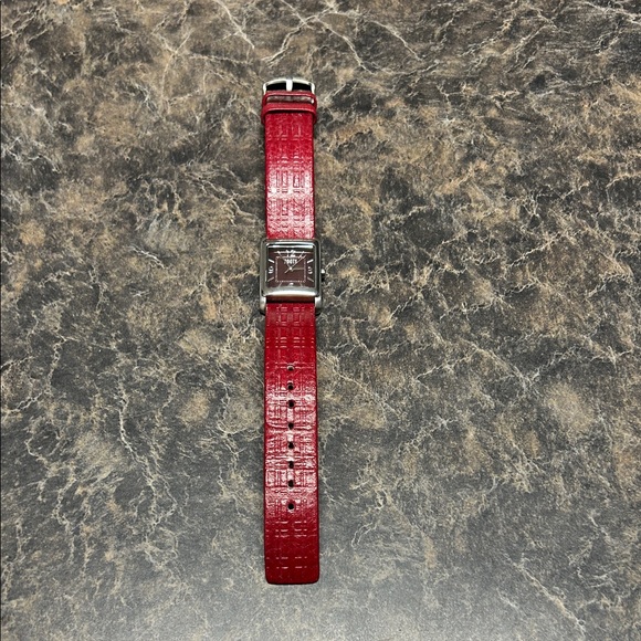 Roots - Tartan Water Resistant Watch with Red Leather Band